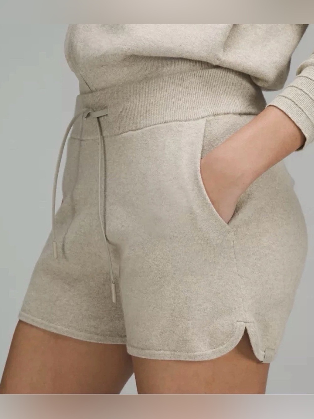 lululemon athletica High-Rise Knit Lounge Shorts - Oatmeal Cashmere blend